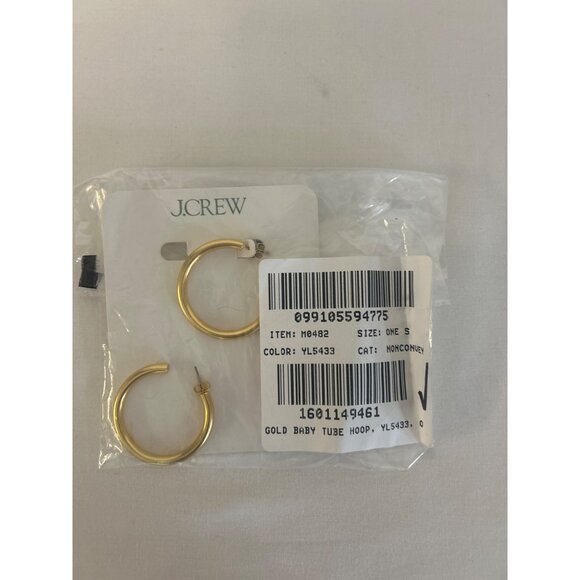 J CrewMini tube hoop earrings in matte gold M0482 - Picture 5 of 6